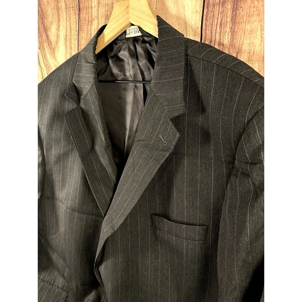 Joseph A Bank Men Blazer 50REG‎ Dark Gray Pinstriped 100% Wool 2 Button Front